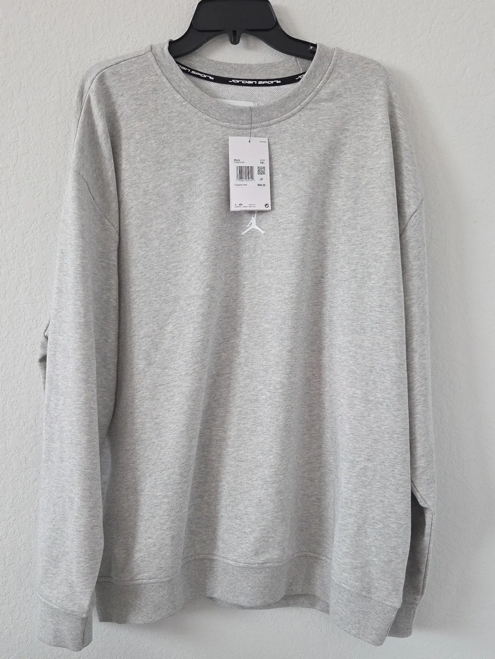 Jordan Crewneck Sweatshirt - Light Heather Gray Men XXL Dri-fit New Basketball
